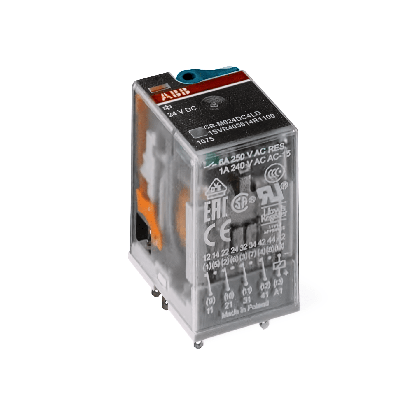 Relé ABB CR-M024DC2L 24 VDC 8 Pines DPDT | LED, botón de prueba